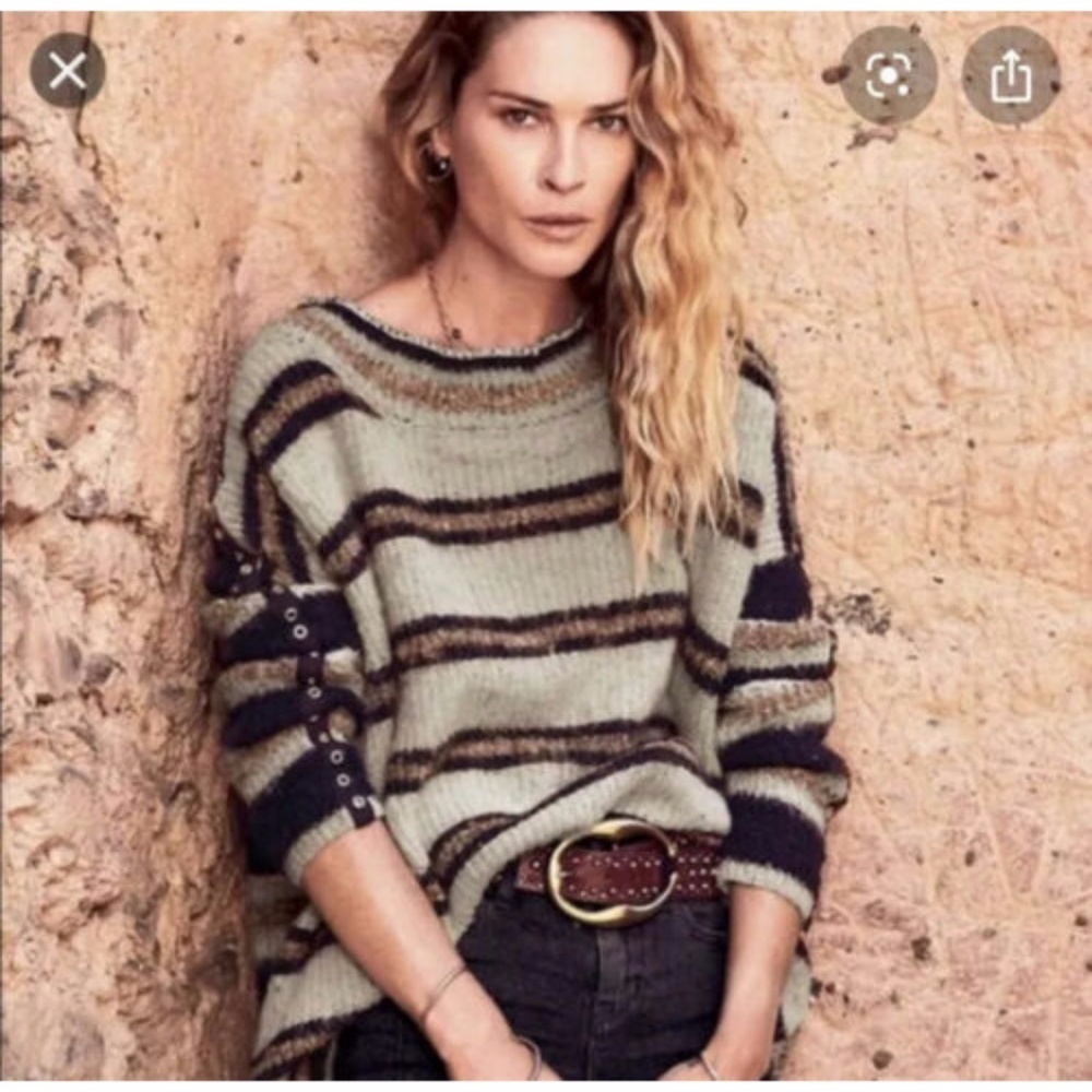 FREE PEOPLE Sid Stripe Oversized Knit Sweater Sz M